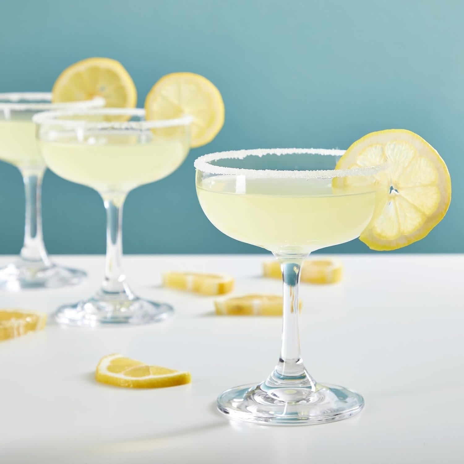 Glasses Set - 6 Count, 7 oz, Clear, Vintage-Inspired - Dishwasher Safe Cocktail Glasses for Parties & Bars - Champagne s for Cocktails & Events - Image 2