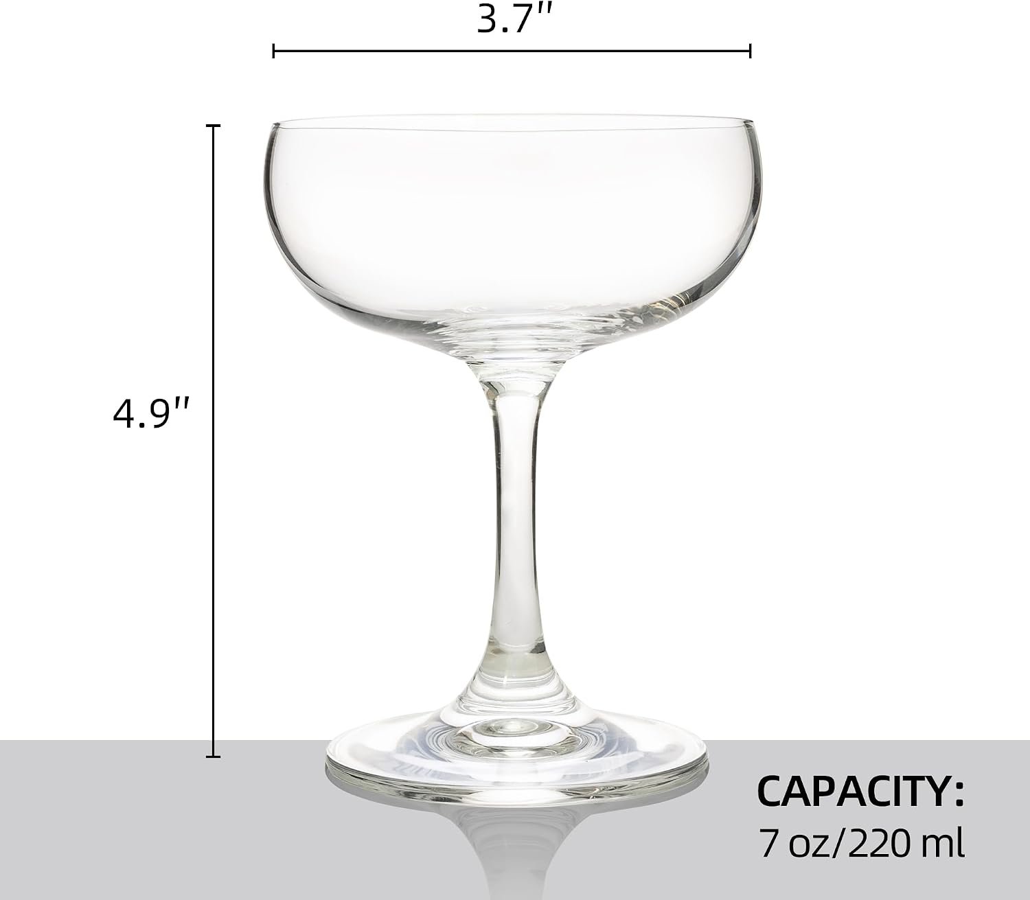 Champagne Glasses Set of 12 Crystal Cocktail Glasses with Short Stem, Martini Glasses - 7 oz - Image 2