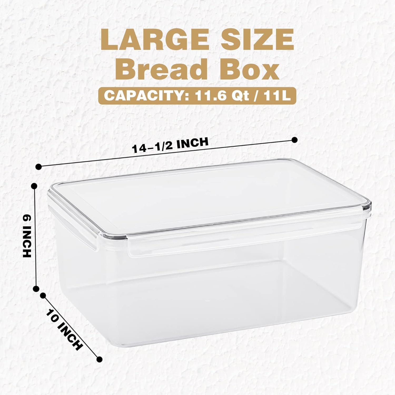 2-Pack Large Plastic Bread Storage Box, 11.6 Qt, Airtight - Image 2