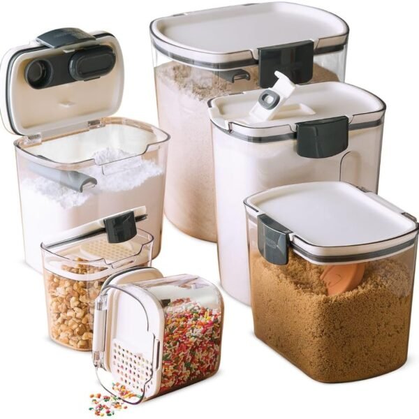 6-Piece Airtight Baker's Storage Canister Set for Flour and Sugar