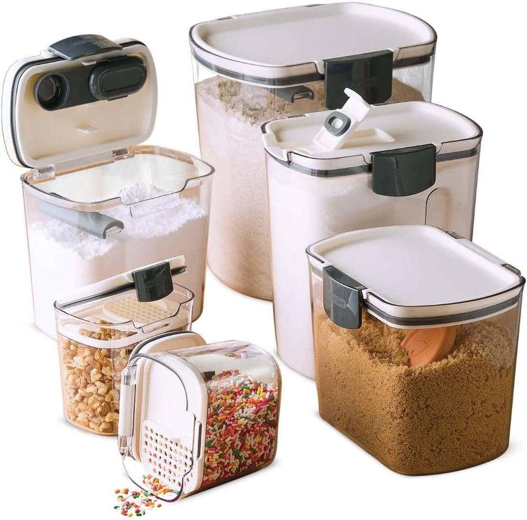 6-Piece Airtight Baker's Storage Canister Set for Flour and Sugar