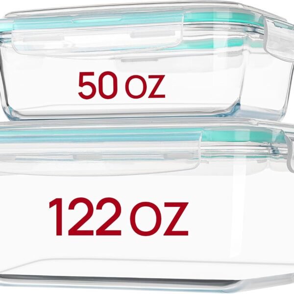 2-Pack 122oz & 50oz Glass Roasting & Baking Containers with Lids