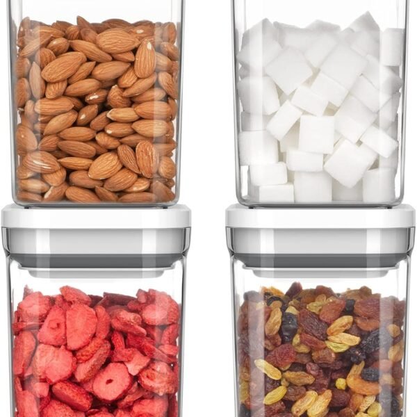 4-Pack 1L Stackable Airtight Containers, One-Hand Leakproof Lids