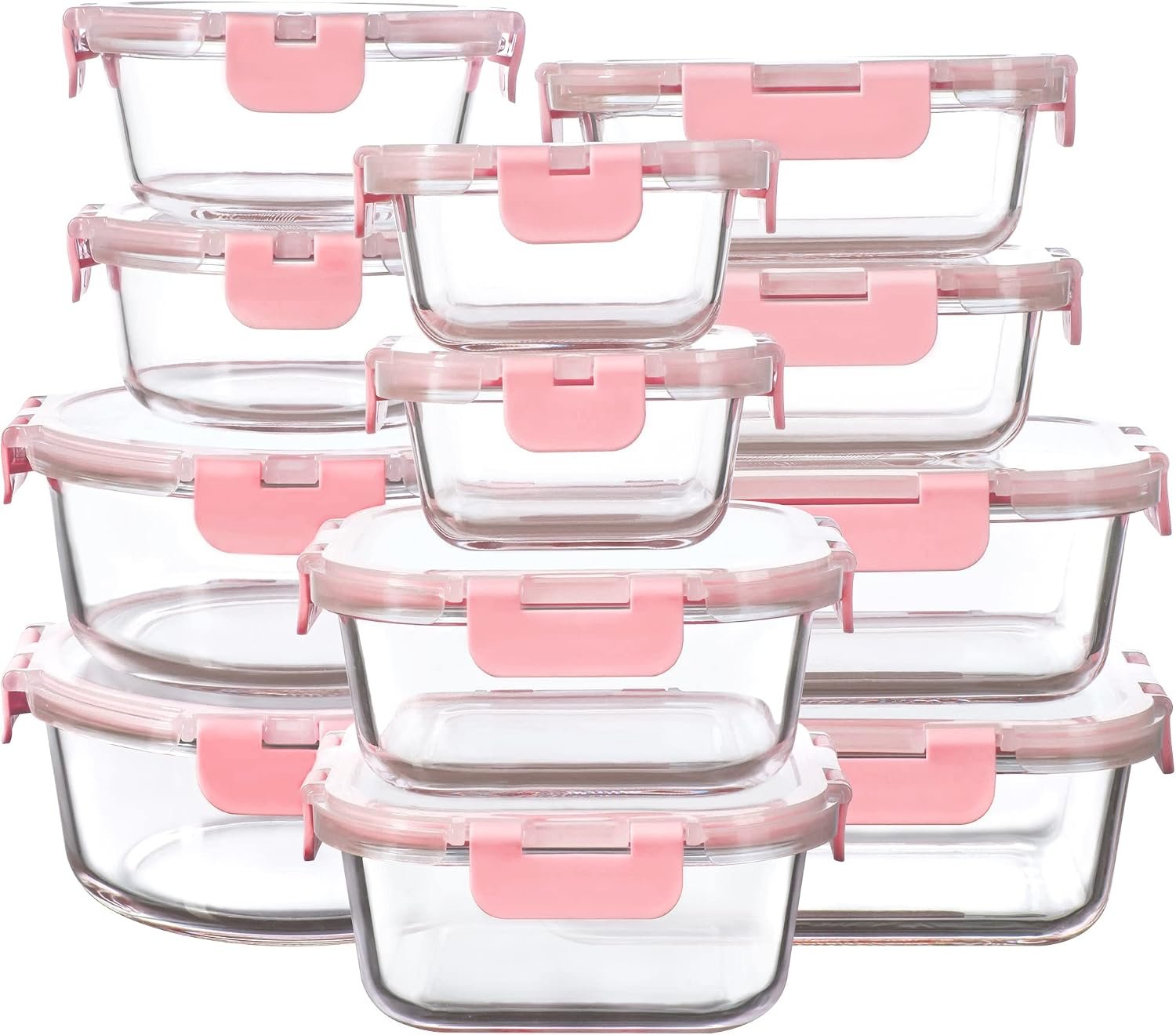 12-Pack Leak-Proof Glass Food Storage Containers with Lids, Oven Safe