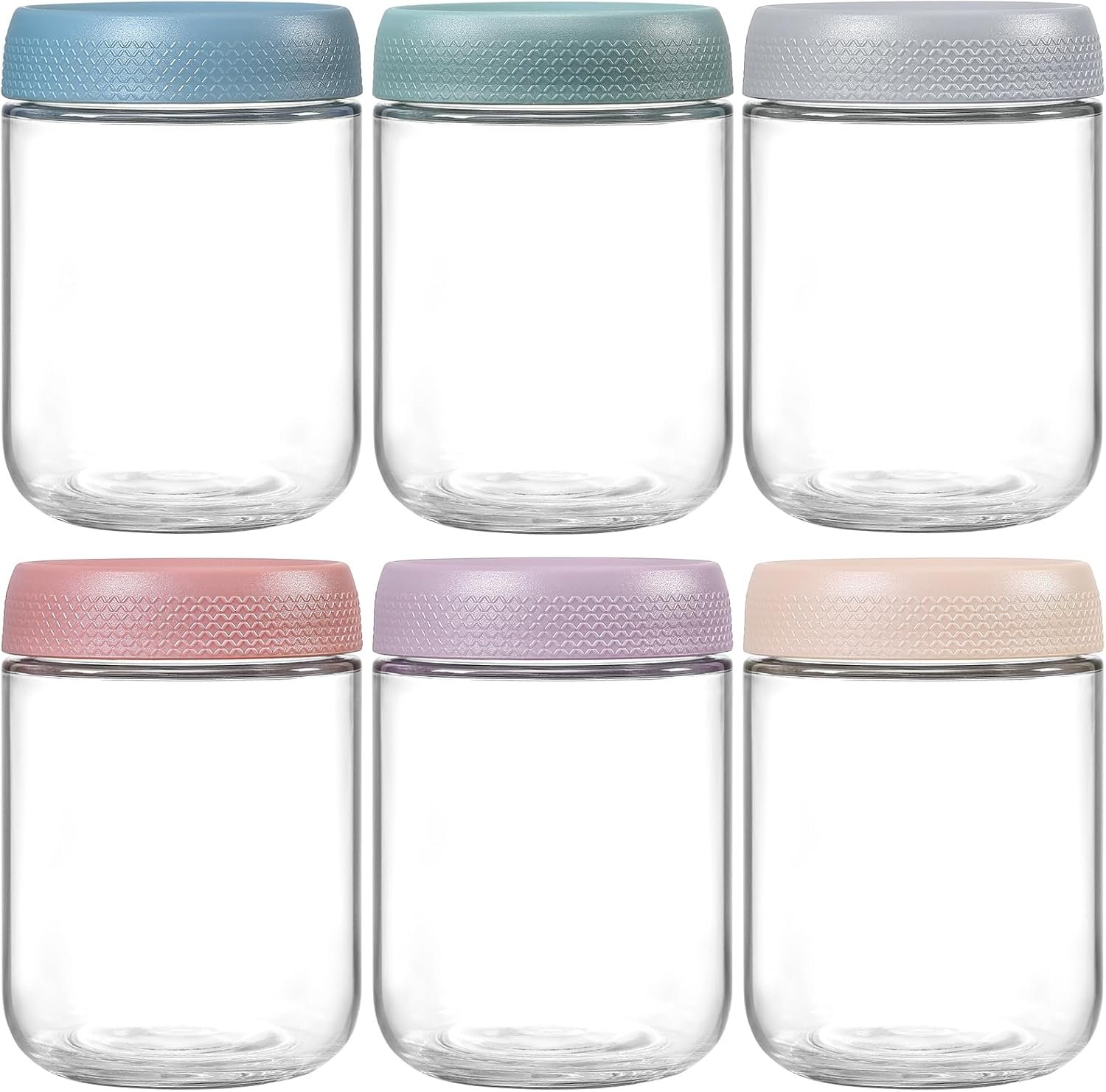 6-Pack 16oz Wide Mouth Glass Jars with Airtight Lids