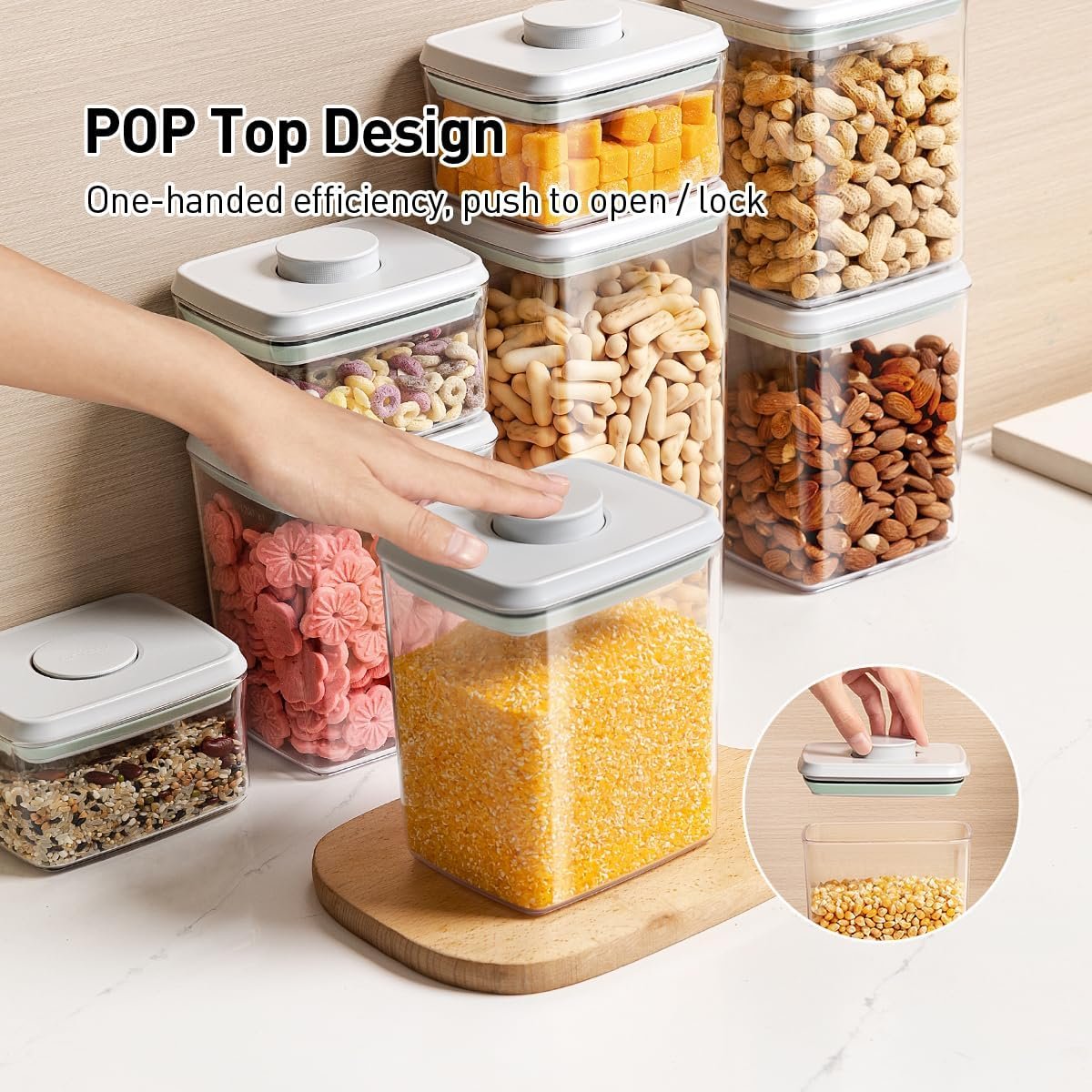 2-Pack 2.9Qt Airtight Pop Containers with One-Button Lids - Image 2