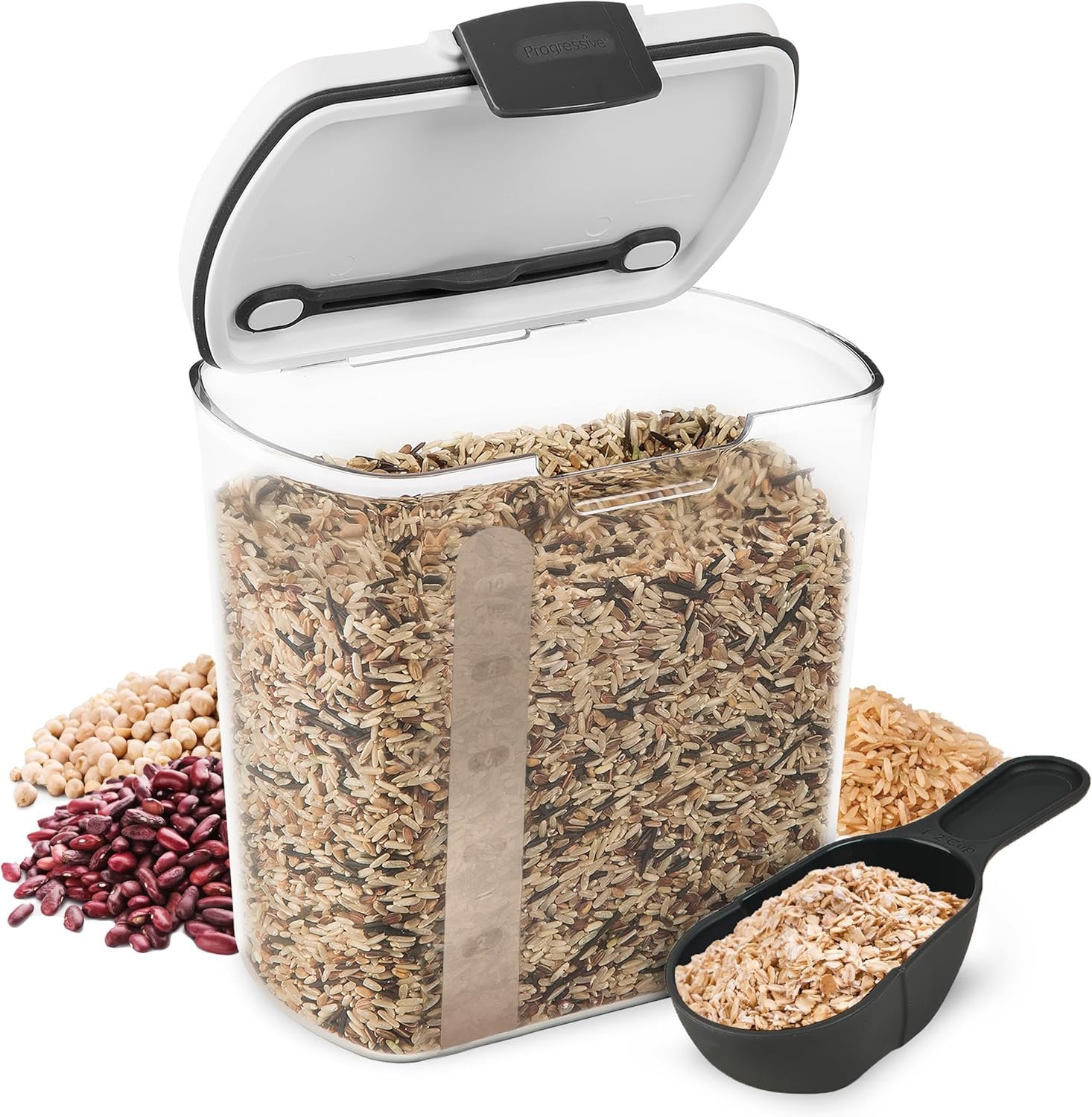2.5 Qt Grain Storage Container with Hinged Lid and Scoop
