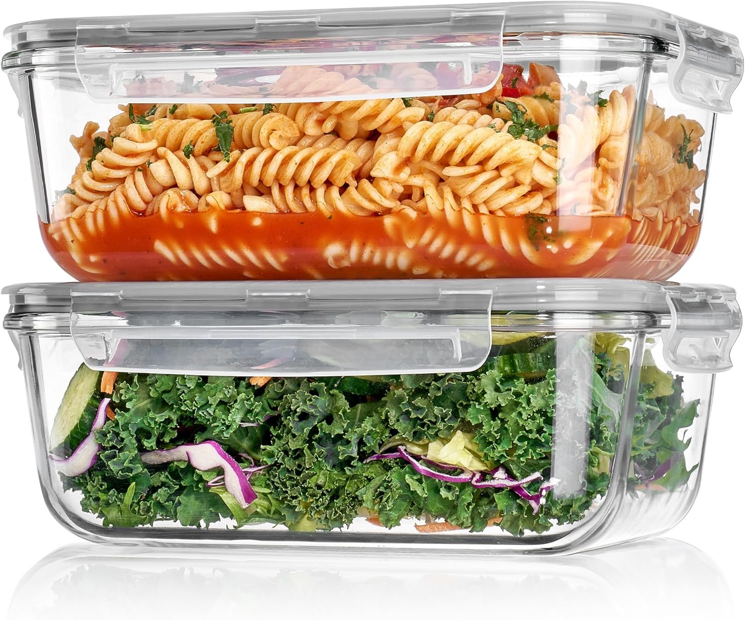 2-Pack 63oz Glass Containers with Snap Lids, Oven & Freezer Safe
