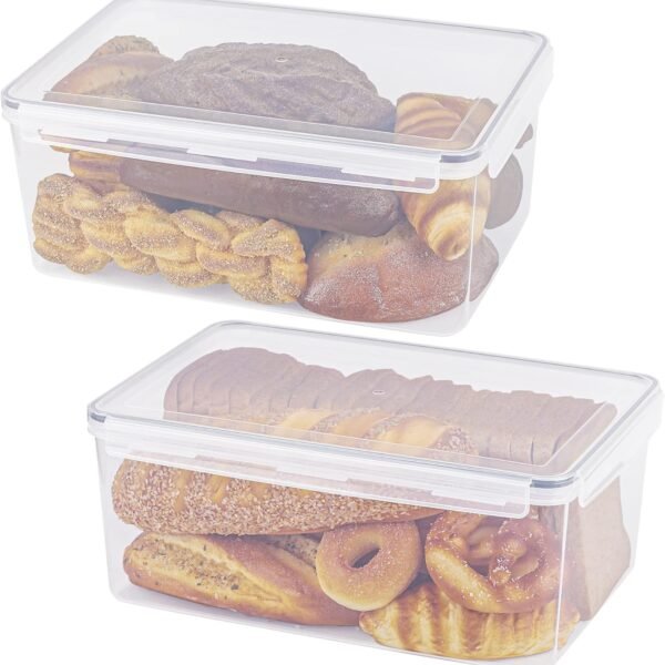 2-Pack Large Plastic Bread Storage Box, 11.6 Qt, Airtight