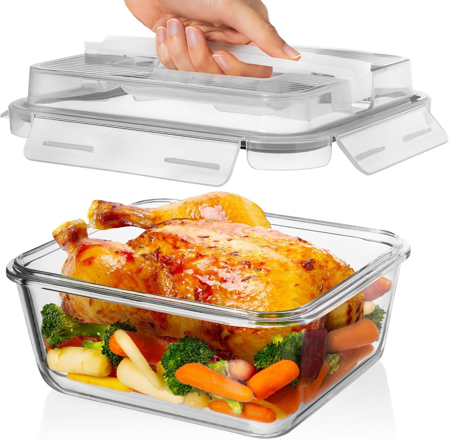 91oz Large Glass Storage Container with Lid, Oven & Microwave Safe